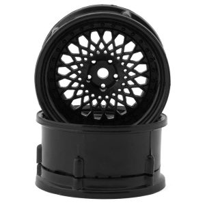 DS Racing Drift Element Mesh Drift Wheels Triple Black (2) Adjustable Offset w/12mm Hex