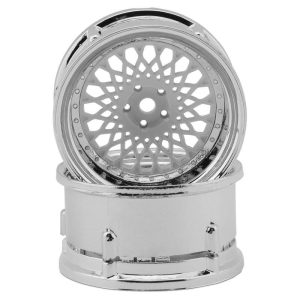DS Racing Element Mesh Drift Wheels (White w/Chrome Lip) (2)