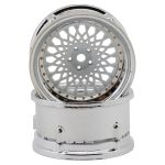 DS Racing Element Mesh Drift Wheels (White w/Chrome Lip & Gold Rivets) (Adjustable Offset) (2) w/12mm Hex DSC-DE-311