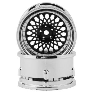 DS Racing Element Mesh 1/10 Drift Wheels (Black w/Chrome Lip) (2)