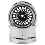 DS Racing Element Mesh 1/10 Drift Wheels (Black w/Chrome Lip & Gold Rivets) (2) (Adjustable Offset)