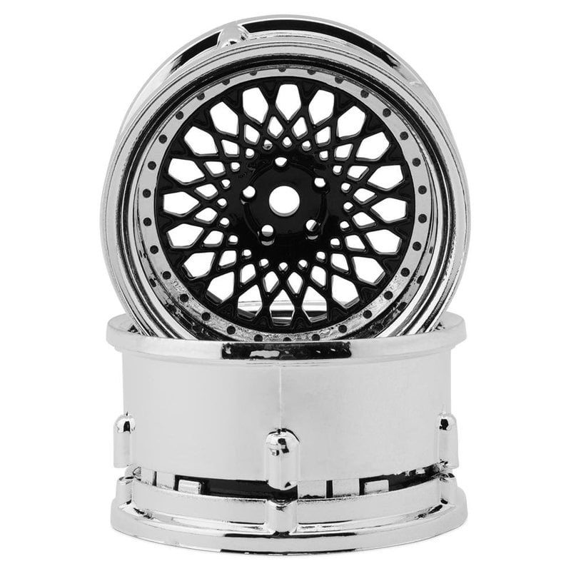 DS Racing Drift Element Mesh Drift Wheels - White with Chrome Lip DSC-DE-314