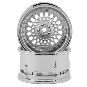 DS Racing Element Mesh 1/10 Drift Wheels (Silver w/Chrome Lip) (2)