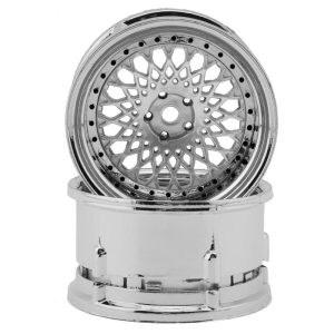 DS Racing Element Mesh 1/10 Drift Wheels (Silver w/Chrome Lip & Black Rivets) (2)