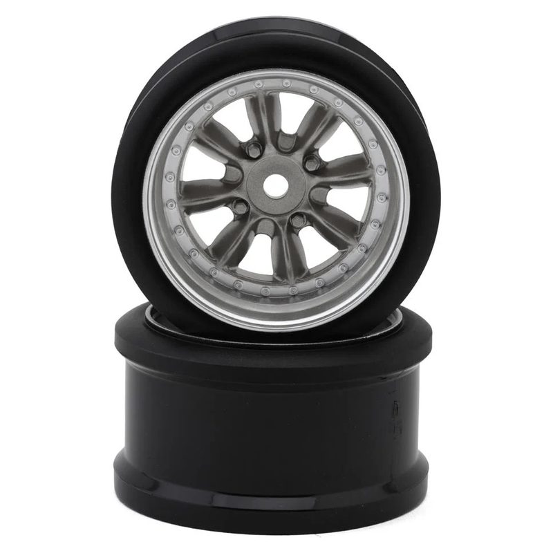 Hayashi Garage Pana 8-Spoke Multipiece Style 1/10 Drift Wheels (Gunmetal) (8mm Offset) HG-20328