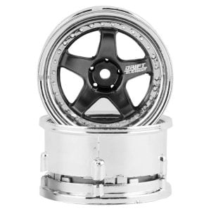 DS Racing Drift Element 5 Spoke Drift Wheels (Gunmetal & Chrome) (2) (Adjustable Offset) w/12mm Hex DSC-DE-019