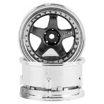 DS Racing Drift Element 5 Spoke Drift Wheels (Gunmetal w/Black Rivets) (2) (Adjustable Offset) w/12mm Hex DSC-DE-020