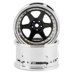 DS Racing Drift Element 6 Spoke Drift Wheels (Black & Chrome w/Gold Rivets) (2) (Adjustable Offset) w/12mm Hex DSC-DE-213