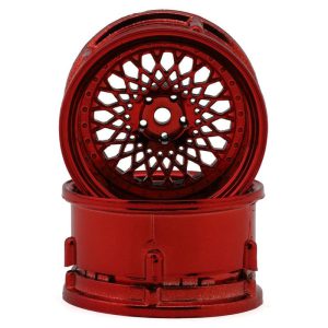 DS Racing Element Mesh 1/10 Drift Wheels (Red Chrome) (2) (Adjustable Offset) w/12mm Hex DSC-DE-333