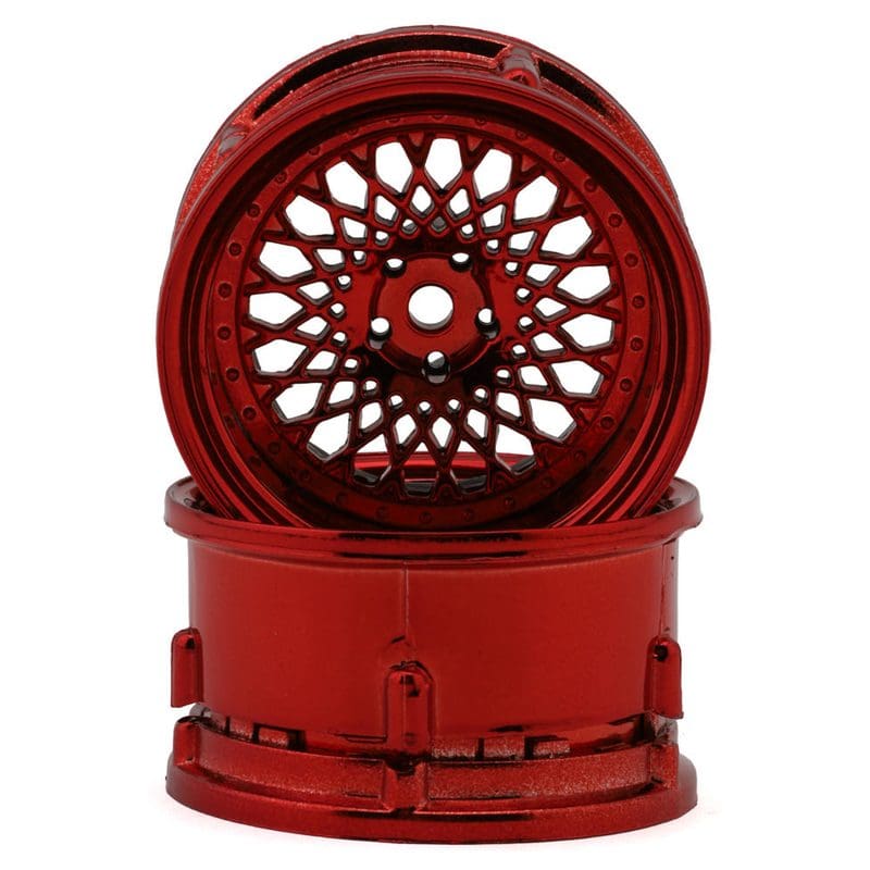 DS Racing Element Mesh 1/10 Drift Wheels (Red Chrome) (2) (Adjustable Offset) w/12mm Hex DSC-DE-333