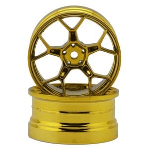 DS Racing Feathery Split Spoke Drift Wheels (Gold Hi Gloss) (2) (6mm Offset) w/12mm Hex DS-5Y2-6B-GDC