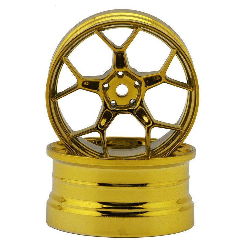 DS Racing Feathery Split Spoke Drift Wheels (Gold Hi Gloss) (2) (6mm Offset) w/12mm Hex DS-5Y2-6B-GDC