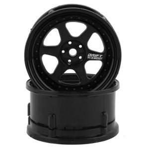 DS Racing Drift Element 6 Spoke Drift Wheels Triple Black (2) Adjustable Offset w/12mm Hex DSC-DE-205