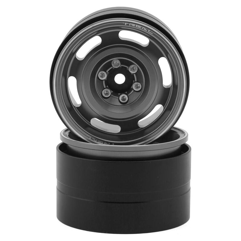 Treal Hobby Type B 2.2" Vintage Wagon Aluminum 1/10 Rock Crawler Beadlock Wheels (Gunmetal) (2) (120g ea)