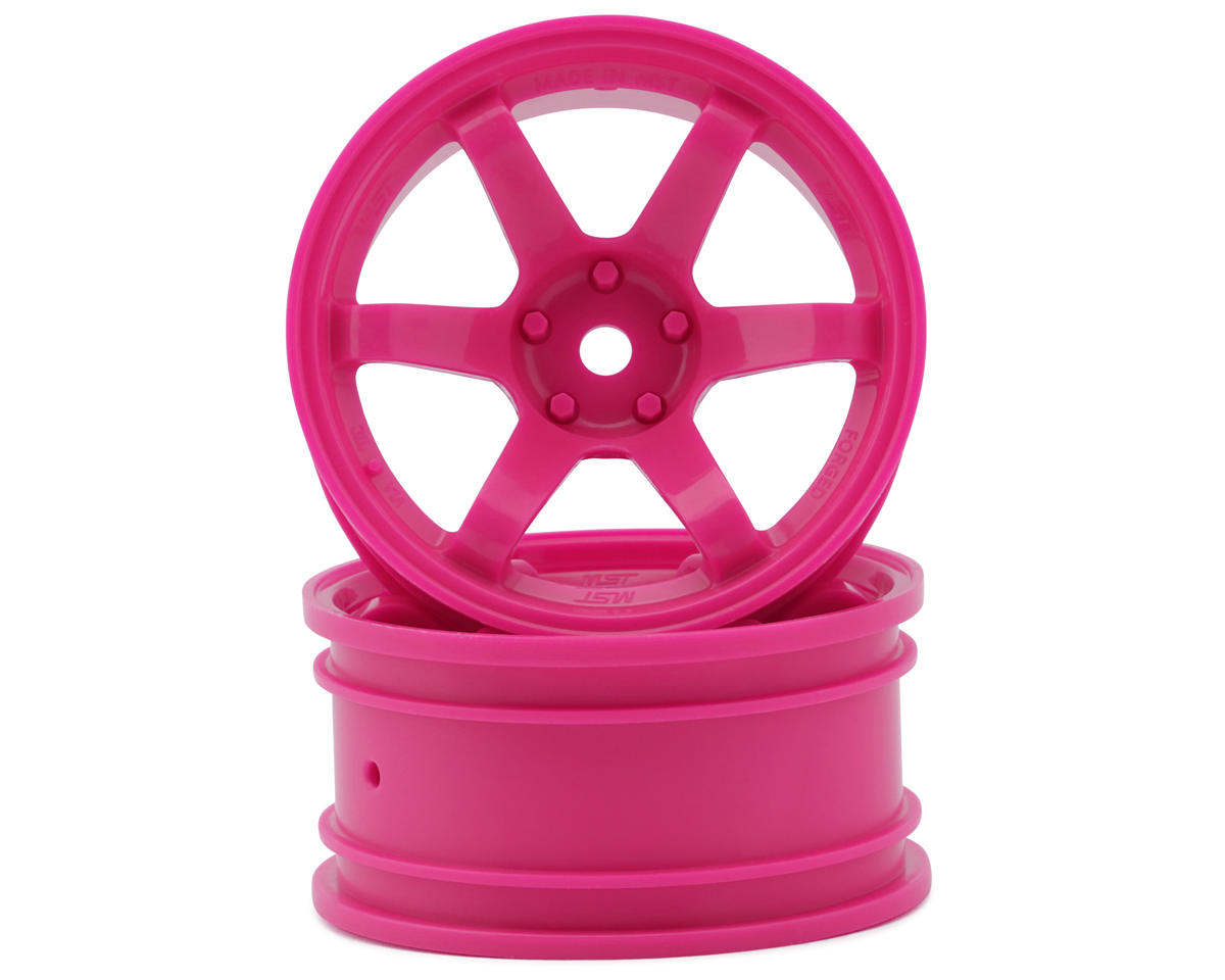 MST TE37 1/10 High Traction Drift Wheels (Hot Pink) (2) (7mm Offset) - MXS-832302HP