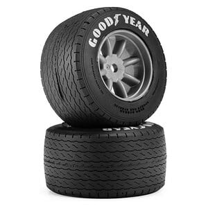 Goodyear Blue Streak VTA Rear Tires Mounted 8mm Gray Wheels (2) for Losi NASCAR Racecar PRO1036410