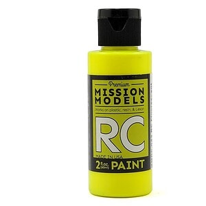 Mission Models Water-based RC Airbrush Paint 2 oz Bottle Fluorescent Racing Yellow MIOMMRC-043