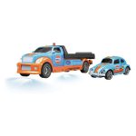 1/64 scale RC PRO R/C Tow truck with Beetle in orange and blue.