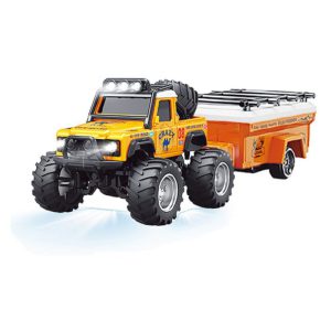 1/64 scale RC PRO R/C Jeep with Trailer and App Control in yellow.