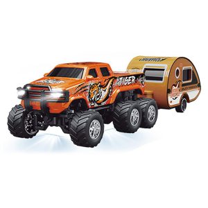 Orange 1/64 RC PRO R/C 6-wheel truck with trailer and app control.