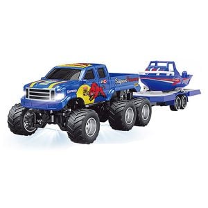 1/64 RC PRO Ford 6-wheeler R/C Truck with Boat and App Control Blue