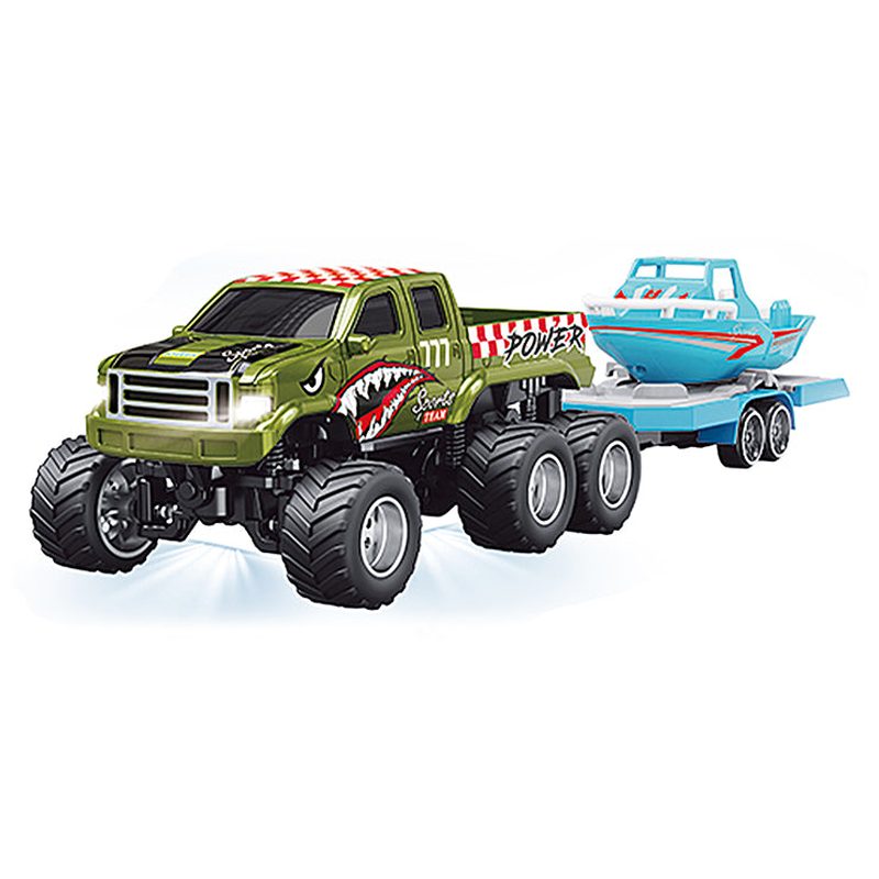 rcphg4-408grn.jpg 1/64 RC PRO Ford 6-wheeler R/C Truck with Boat and App Control Green
