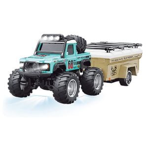 1/64 RC PRO R/C Jeep with Trailer and App Control Light Blue