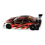 High-speed RC car with flame design, perfect for racing enthusiasts and hobbyists.