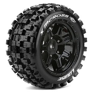 Durable black off-road RC car tire with aggressive tread pattern for high-performance RC trucks and crawlers.