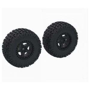 Off-road RC car tires with durable rubber tread for off-road racing and crawling.