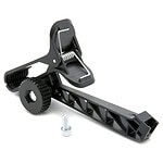Black RC car wheelie bar with durable construction for stability and protection during jumps.