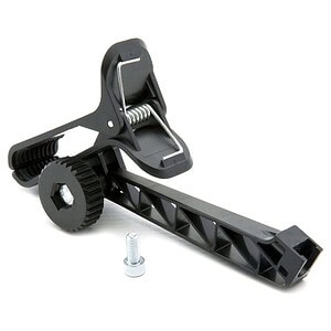 Black RC car wheelie bar with durable construction for stability and protection during jumps.