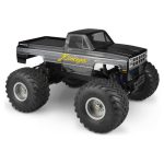 Detailed image of a high-performance RC monster truck with oversized tires and a sleek body.