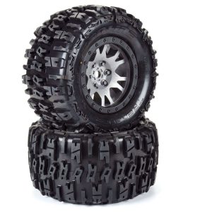 Pro-Line Limited Edition Trencher Pro-Loc F/R Mounted 24mm Gray/Black Impulse (2): X-MAXX PRO1015114