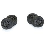Black rubber tires with durable wheels for remote control cars, perfect for off-road racing and performance.