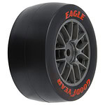 RC car tire with Goodyear Eagle branding, high-performance rubber wheel for RC racing. RC car tire featuring Eagle Goodyear branding, ideal for remote control racing enthusiasts.