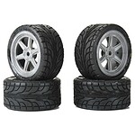 Losi 1/12 Avenger Tire Mounted on Overdrive Gray Wheel 8mm Hex (4): Losi Race Car