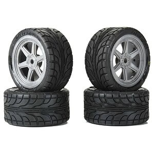 Losi 1/12 Avenger Tire Mounted on Overdrive Gray Wheel 8mm Hex (4): Losi Race Car
