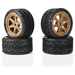 Losi 1/12 Avenger Tire Mounted on Overdrive Bronze Wheel 8mm Hex (4): Losi Race Car