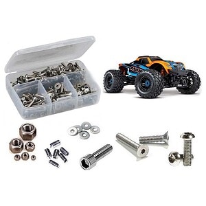 Small metal screws and nuts for RC car customization and repairs.