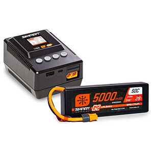 High-performance RC battery charger and 5000mAh LiPo battery for RC cars.