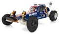 High-performance RC off-road car with durable tires and suspension system for racing.