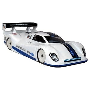 Detailed RC race car with Ford and Wallister Racing decals, perfect for remote control car enthusiasts.