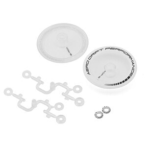 DS Racing Flat Aero Drift Wheel Covers (Clear/White) (2) (Drift Element Wheels) DS-ADP-BTW-BF