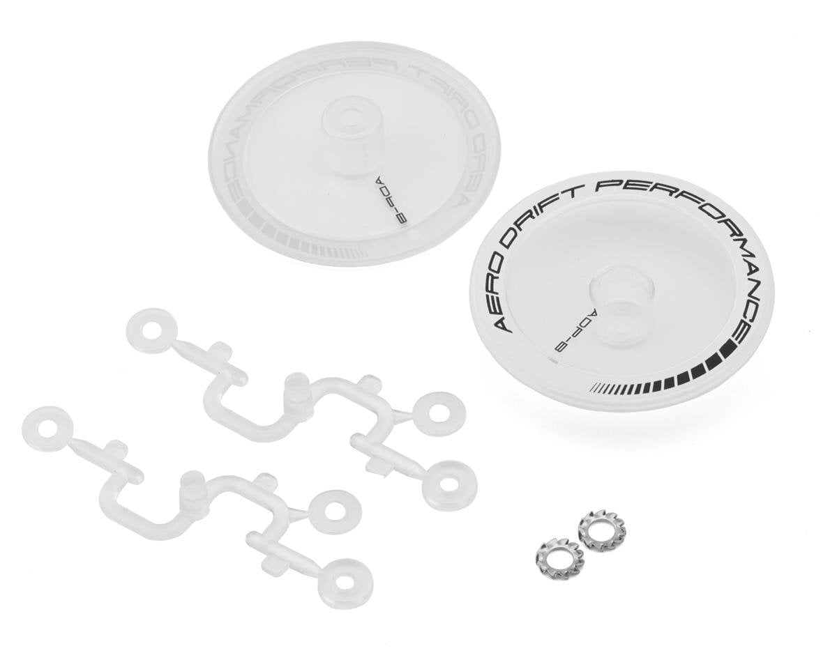 DS Racing Flat Aero Drift Wheel Covers (Clear/White) (2) (Drift Element Wheels) DS-ADP-BTW-BF