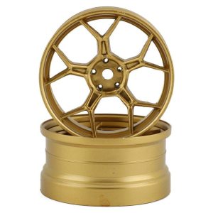 DS Racing Feathery Split Spoke Drift Wheels (Gold) (2) (6mm Offset) w/12mm Hex