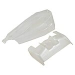 Replacement white body shell for RC cars, durable plastic racing car cover.