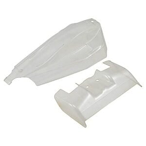 Replacement white body shell for RC cars, durable plastic racing car cover.