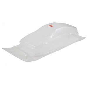 RC car body shell, clear transparent design for remote control racing cars, upgrade part, compatible with RC vehicles, durable lightweight material.