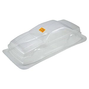 Clear RC car body shell for remote control vehicles. Durable, lightweight, perfect for racing or customizing RC cars.